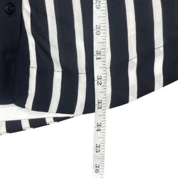 Express Women's Portofino Black White Striped Shirt Dress Roll Tab Sleeve XS - Picture 12 of 16
